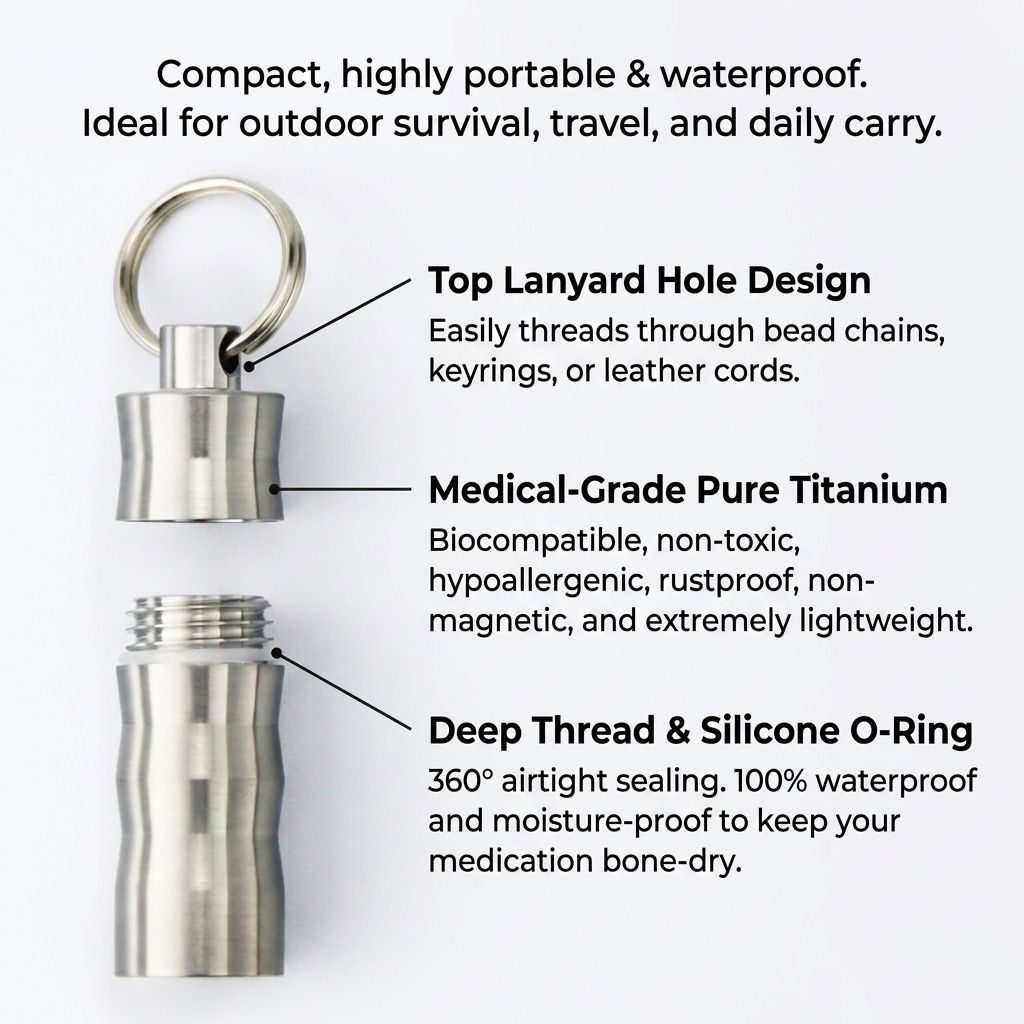 Tivosy Pure Titanium Pill Hold - Pill Fob Capsule ulasan dan harga