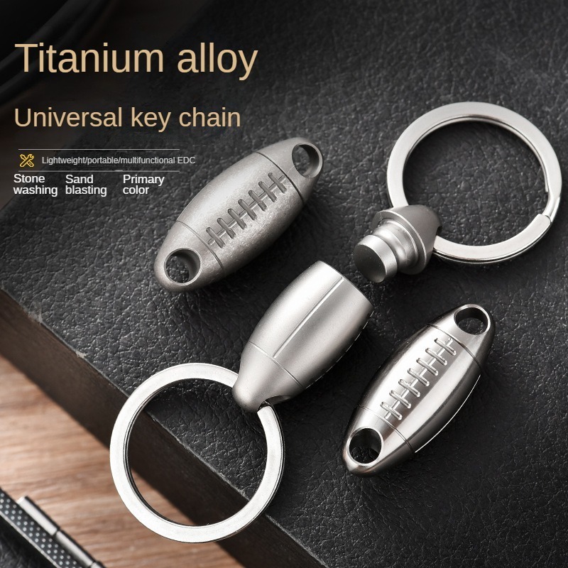 Titanium Rugby Shape Keychain  - Edc Carry Accessories ulasan dan harga